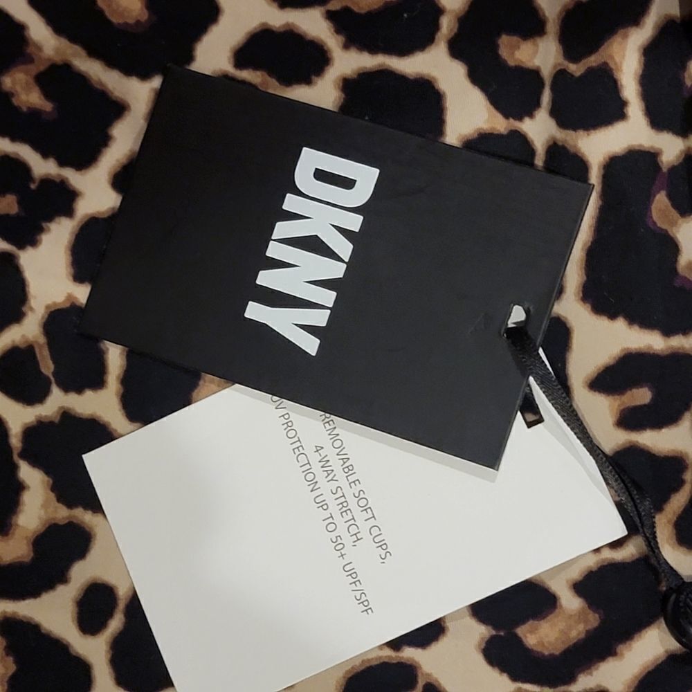 DKNY Women's Printed Leopard Scoop-Neck One-Piece Swimsuit Size 14 - Picture 12 of 16
